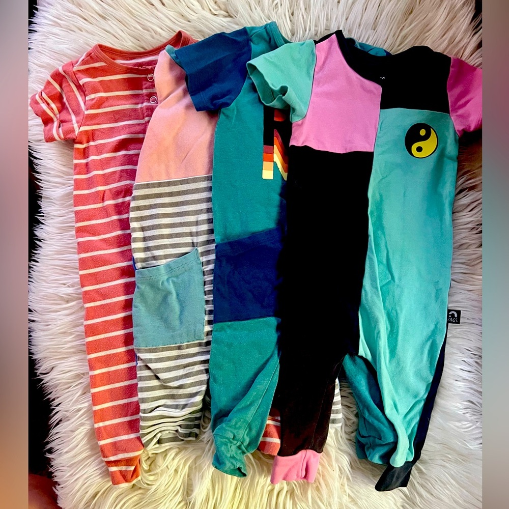 (4) Rags to Raches Romper Lot size 3-6 Month
